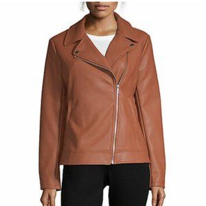 a.n.a Faux Leather Moto Jacket - Cognac - Size S